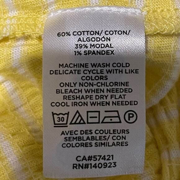 Loft Yellow and White Puff Sleeve Blouse Sz XS - Picture 7 of 7